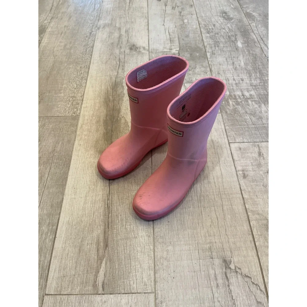 Hunter Kids First Classic Rain Boots Pink‎ Rubber Waterproof Size 3G